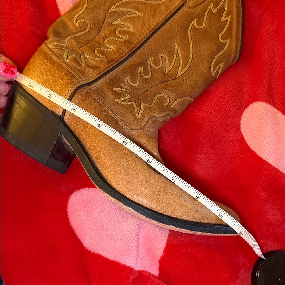 VINTAGE Kids Old West Tan Brown Western Cowboy Boots - yellow & black stitching - Picture 14 of 16